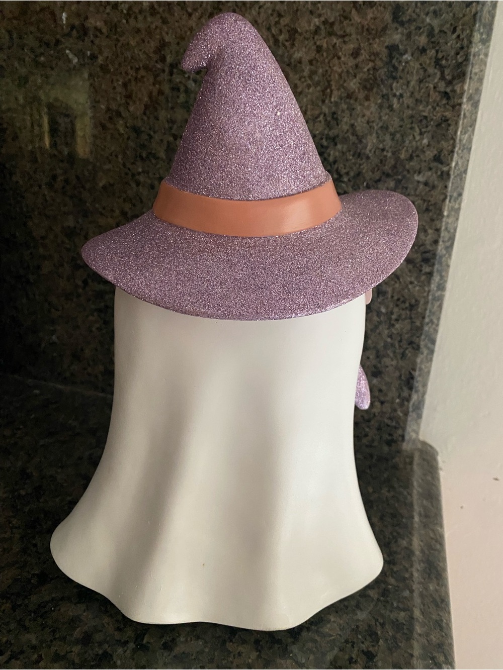 NWT! Goblin & Ghoul 12” Ghost Purple Glitter Hat & Bat Halloween Resin Figurine - Picture 3 of 6